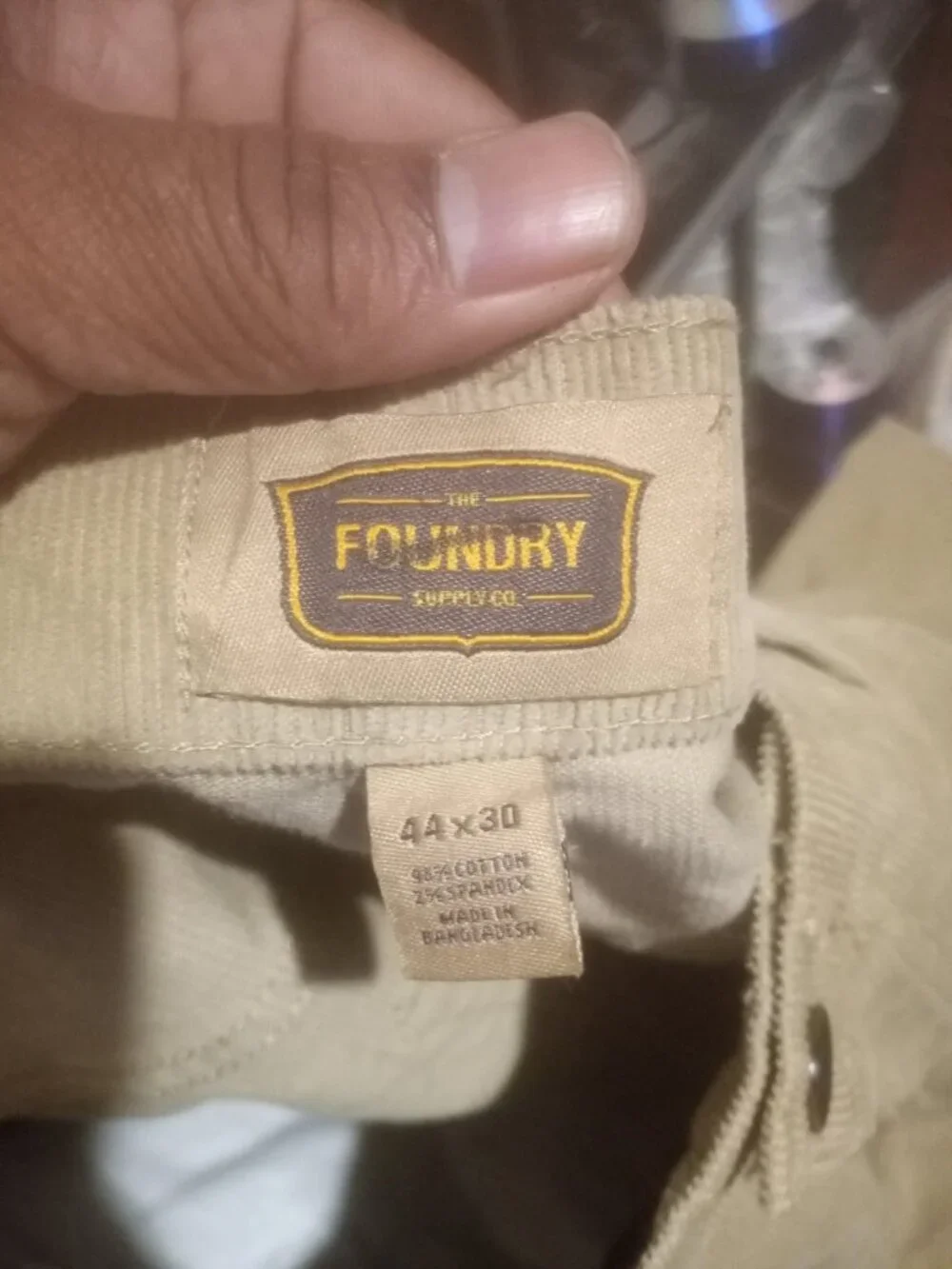 New NWT The Foundry Supply Co Corduroy Pants Mens Size 44x30 Khaki Straight Leg